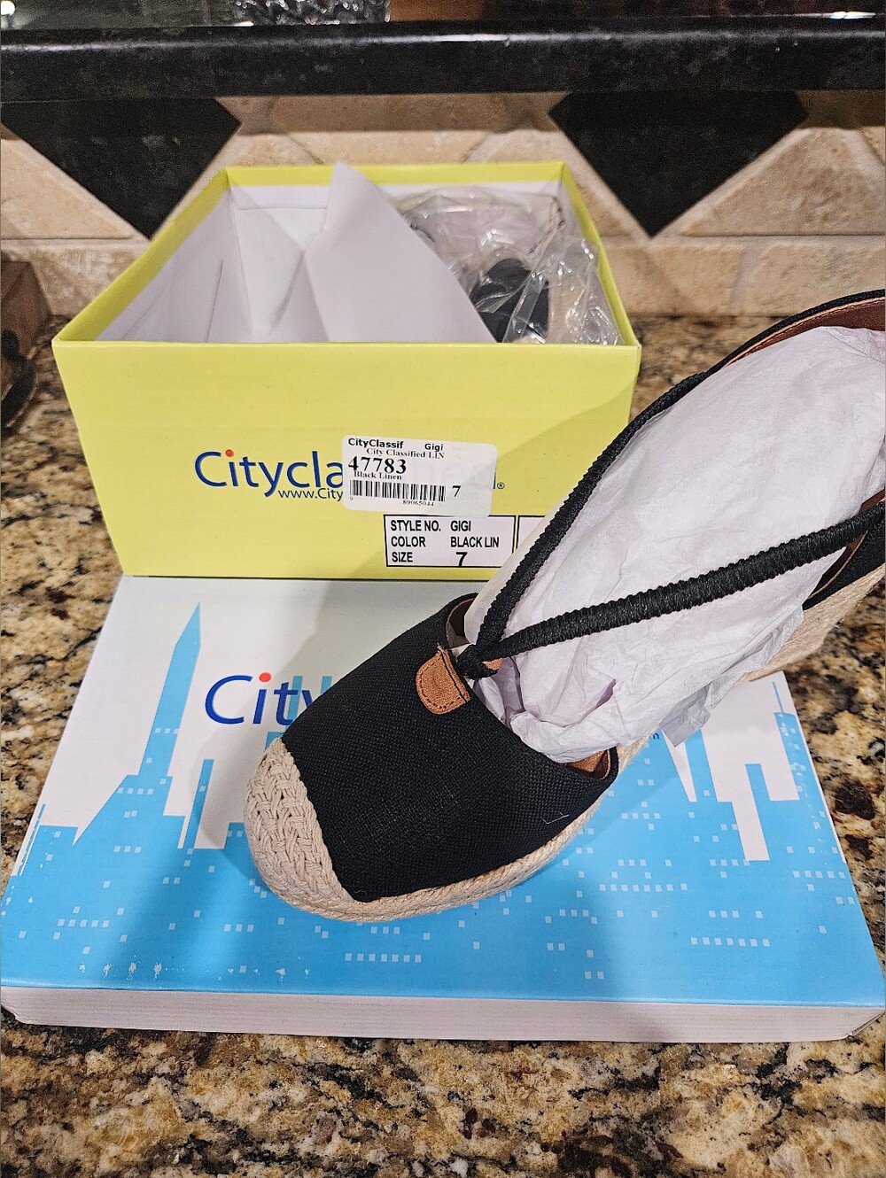 City Classified Linen Rafia Rope Gigi Wedge Sandals